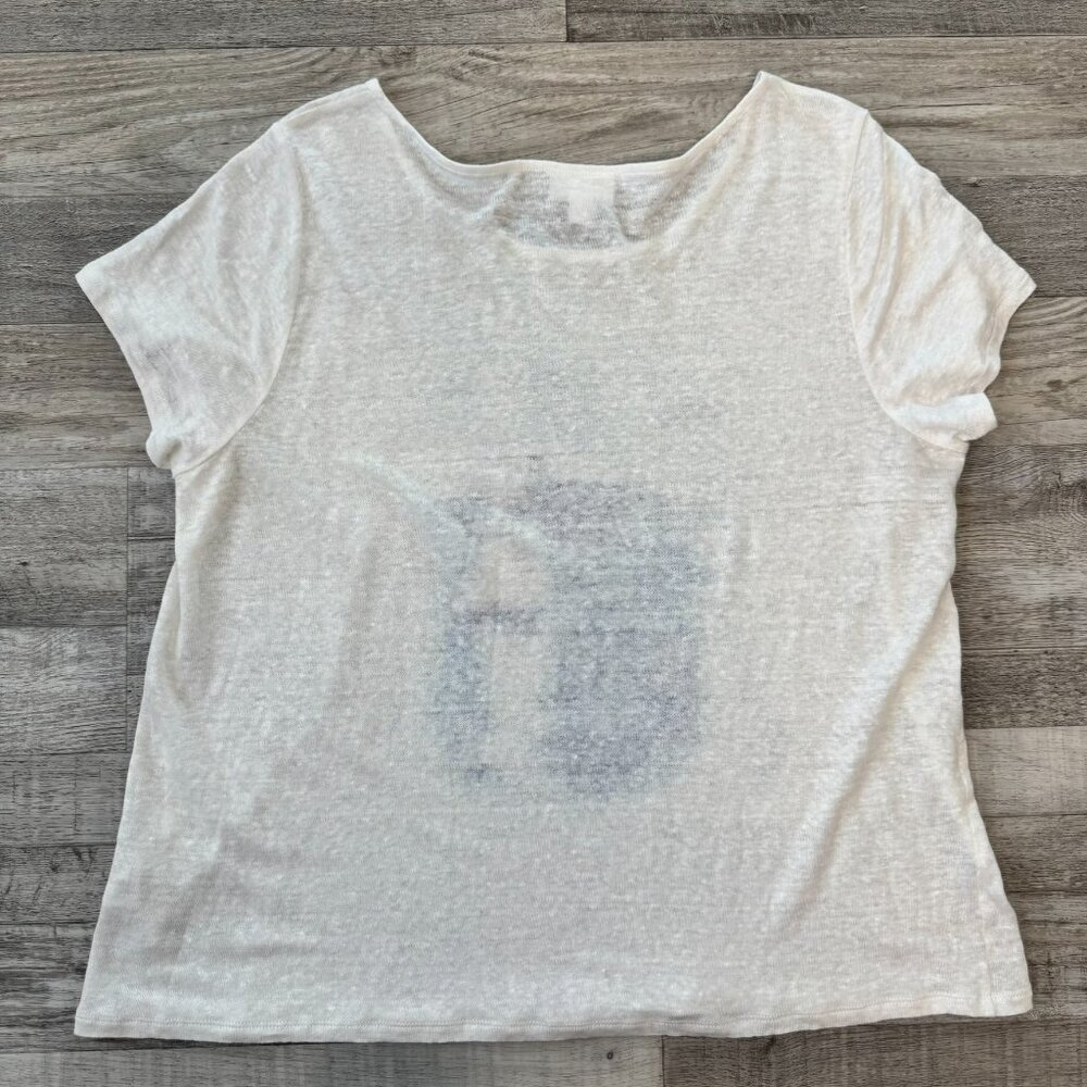 J Jill Love Linen white top sailboat graphic semi sheer large petite G29 - Picture 6 of 6